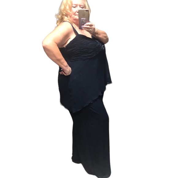 Plus Size 2X Two piece Navy Chiffon Embellished Pant Suit Formal Evening Party - Picture 14 of 14